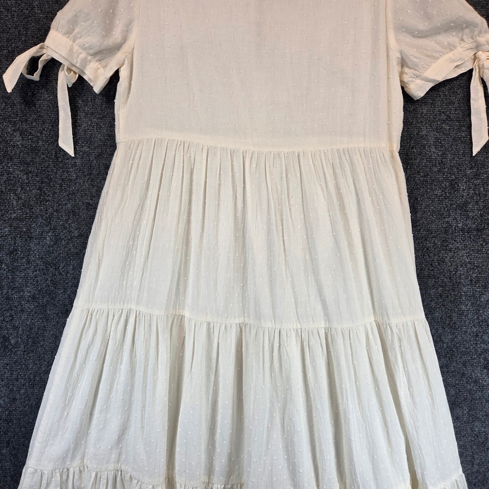 Madewell Cream Tiered Midi Dress with Tie Sleeves - Picture 14 of 16